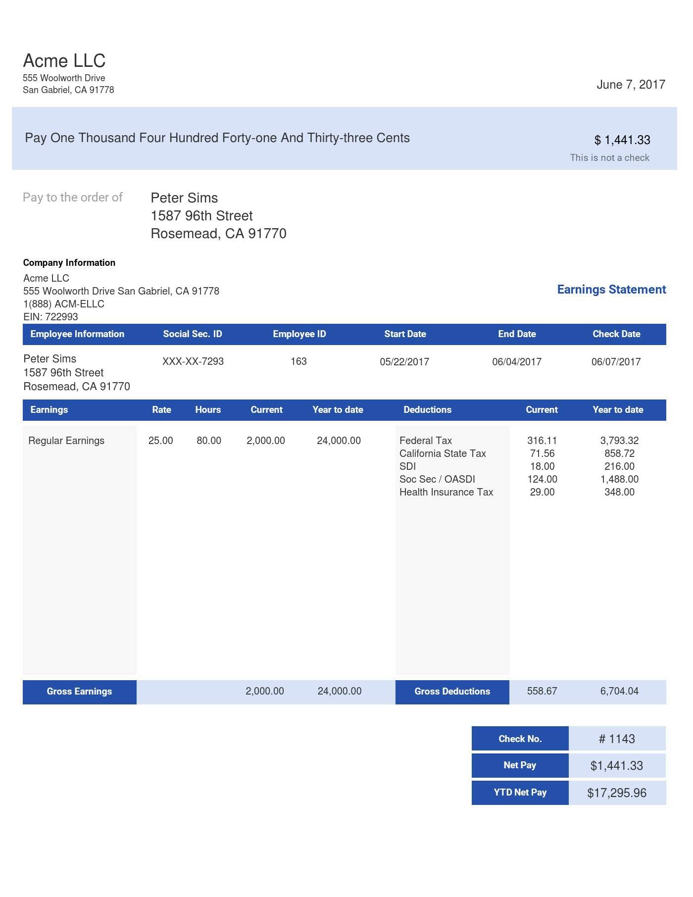 40+ Effective and Printable Pay Stub Templates for Employees