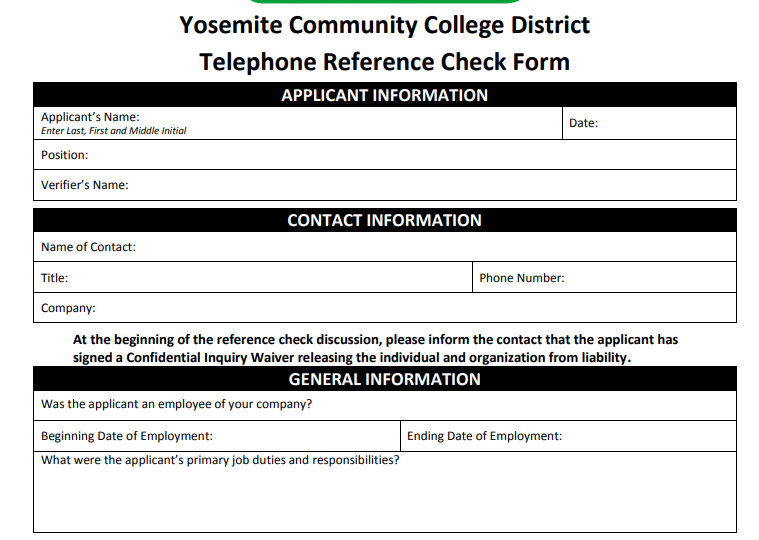 10+ Best Telephone Reference Check Form Templates