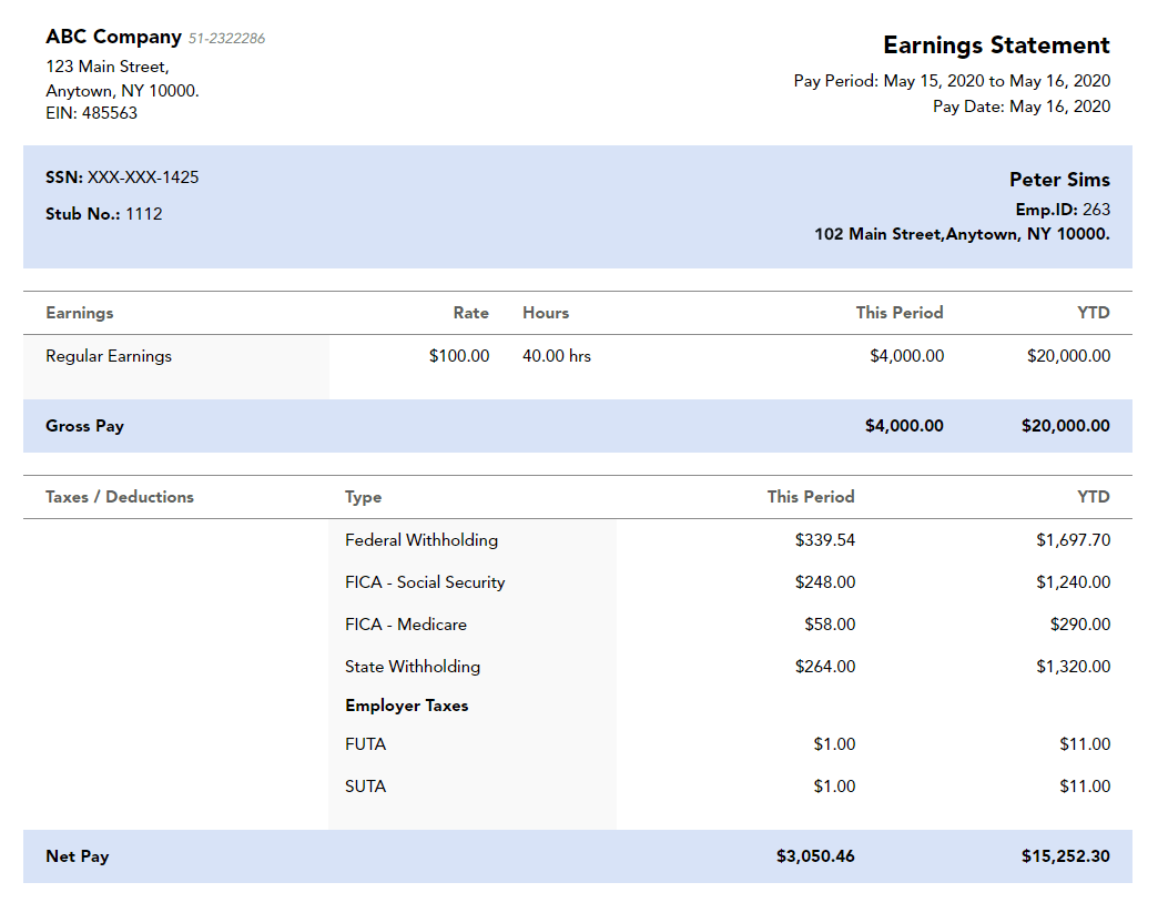 40 Effective And Printable Pay Stub Templates For Employees