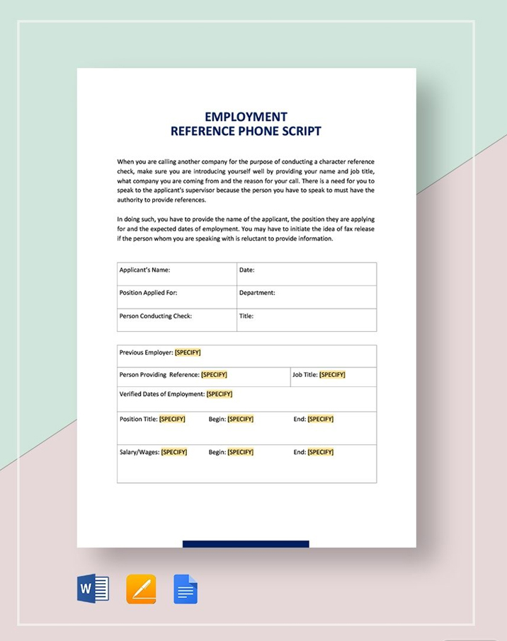 10+ Best Telephone Reference Check Form Templates