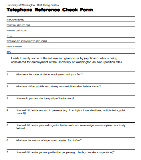 10+ Best Telephone Reference Check Form Templates